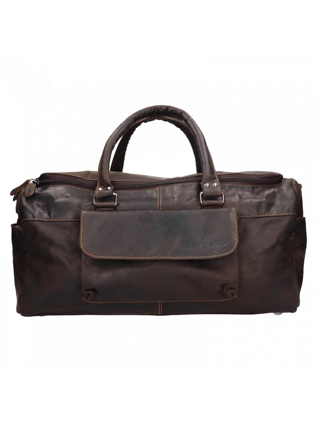 Kožená cestovní taška Greenwood Alex – tmavě hnědá